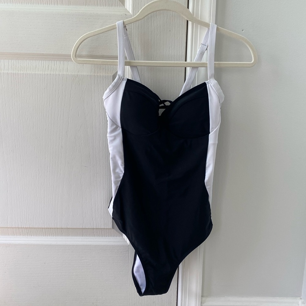 Black/White One Piece Bathing Suit